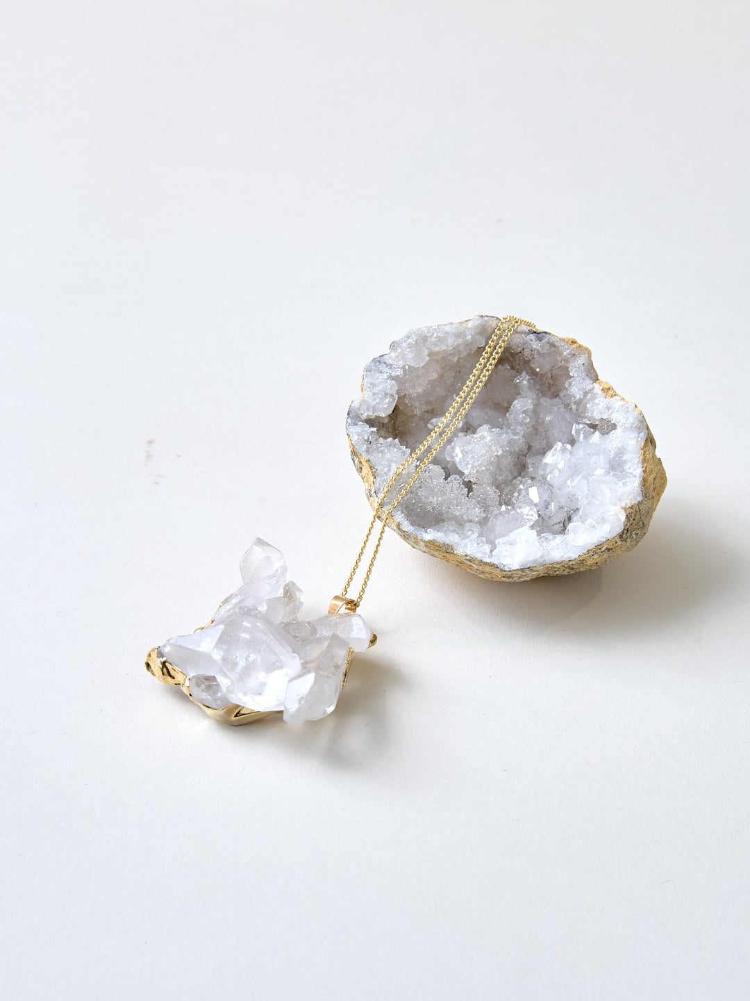 Gold Cluster Bergkristall Kette