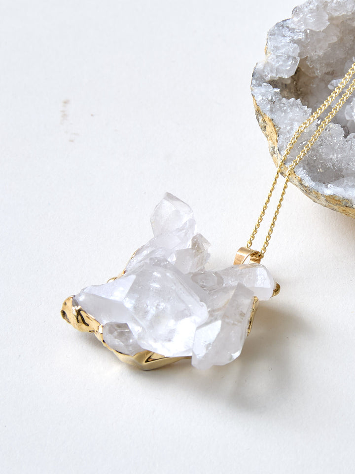 Gold Cluster Bergkristall Kette