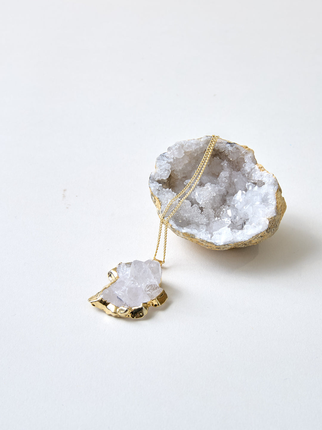 Gold Cluster Bergkristall Kette