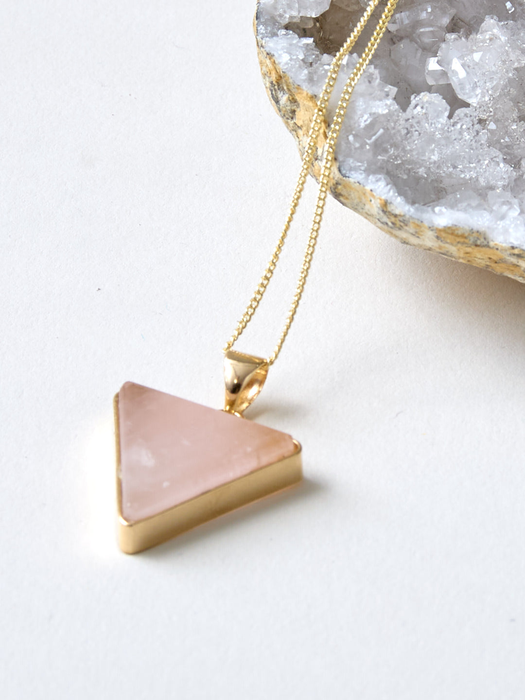 Rosenquarz Kette vergoldet