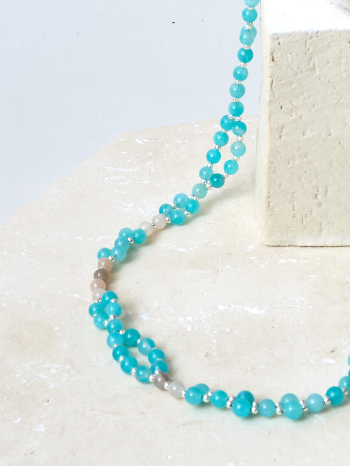 Tantric Necklace Amazonit Mondstein Silber