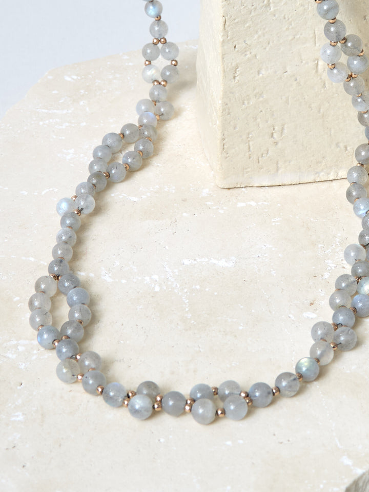 Tantric Necklace Labradorit Rosegold midi