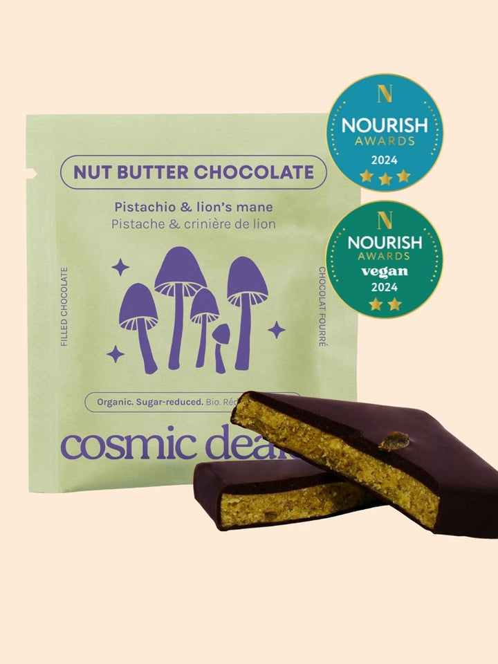 High Vibes Box 4er  raw dark Chocolate Pistachio & Lionsmane