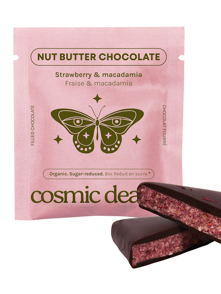 High Vibes raw dark Chocolate Strawberry & Macadamia