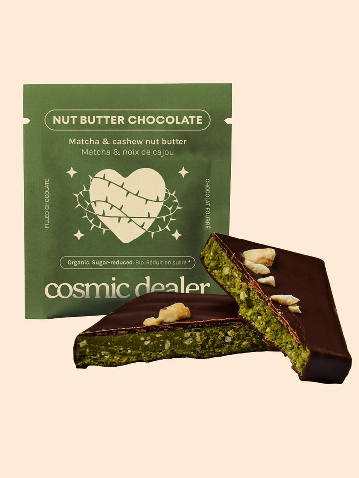 High Vibes raw dark Chocolate Cashew & Matcha