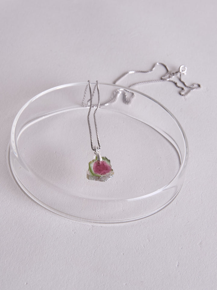 Wassermelonen Turmalin Anhänger, Silber