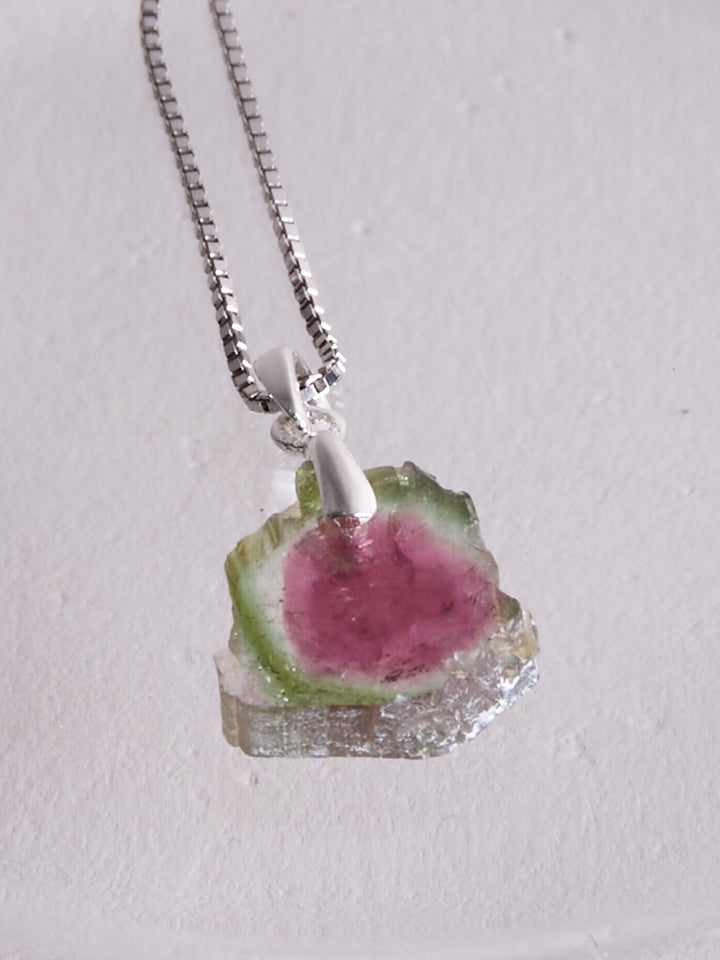 Wassermelonen Turmalin Anhänger, Silber